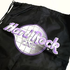 Hard Rock Cafe Black Nylon Drawstring Gym Bag NWOT